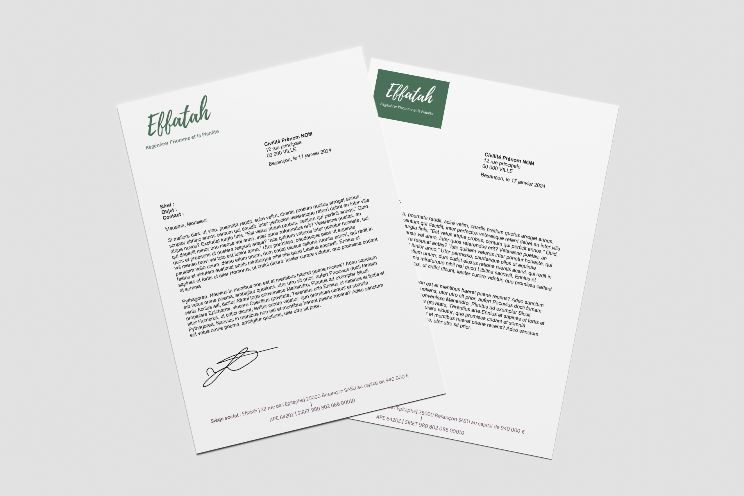 Projets professionnels mockup papeterie